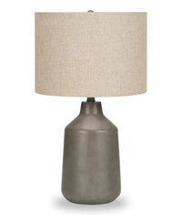 Lampe de table de 24 po béton gris avec abat-jour beige