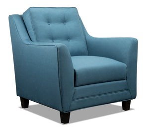 Novalee Linen-Look Fabric Chair - Blue|Fauteuil Novalee en tissu d'apparence lin - bleu|NOVABLCH