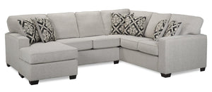 Sofa sectionnel de gauche Verona 2 pièces en tissu d'apparence lin brossé - beige