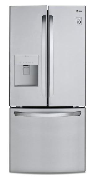 Réfrigérateur LG de 21,8 pi³ à portes françaises avec distributeur d'eau externe – LRFWS2200S
