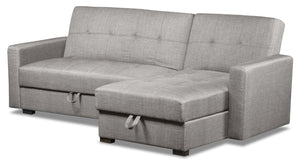 Futon sofa sectionnel de droite Weston 2 pièces en tissu d'apparence lin - acier