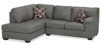  Sofa sectionnel de gauche Morty 2 pièces de format condo en tissu d'apparence cuir - gris