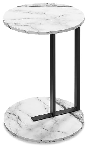 Table de fauteuil Jerri en imitation de marbre - blanc