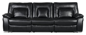 Sofa à inclinaison électrique Dale en tissu d’apparence cuir - noir