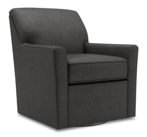 Fauteuil d’appoint pivotant Sofa Lab personnalisable de 31 po fabriqué au Canada en tissu d’apparence lin gris Luna Kohl