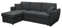  Sofa-lit sectionnel de droite Ace 2 pièces en tissu d'apparence lin - minuit