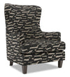 Fauteuil d’appoint à oreilles Sofa Lab personnalisable de 32 po fabriqué au Canada en tissu Peppercorn multicolore