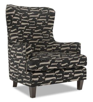 Fauteuil d’appoint à oreilles Sofa Lab personnalisable de 32 po fabriqué au Canada en tissu - Peppercorn multicolore