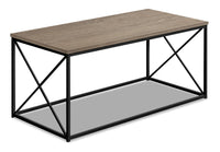 Table à café moderne Millie de 40,5 po - taupe avec base en métal noir