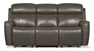 Sofa à inclinaison électrique Quincy en cuir véritable - gris