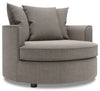 Fauteuil d’appoint Cuddler de Sofa Lab personnalisable de 48 po fabriqué au Canada en tissu d’apparence lin gris Luna Smoke