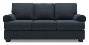 Sofa personnalisable Roll de Sofa Lab de 86 po fabriqué au Canada en tissu d’apparence lin avec accoudoirs enroulés - bleu Luna Sailor