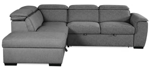 Sofa-lit sectionnel de gauche Myst 3 pièces en tissu d'apparence lin - frêne