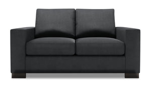 Causeuse personnalisable Track de Sofa Lab de 62 po fabriquée au Canada en tissu d’apparence lin avec accoudoirs rectilignes - gris Pax Pepper