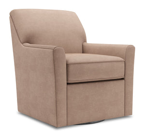 Fauteuil d’appoint pivotant Sofa Lab personnalisable de 31 po fabriqué au Canada en tissu d’apparence lin - brun Pax Wicker