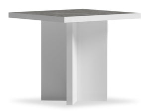 Table de bout moderne Marla de 23,6 po - blanche et grise avec imitation de marbre