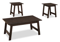 Ensemble 3 tables modernes Jacey de 36 po (table à café et 2 tables de bout) - espresso