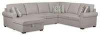  Sofa-lit sectionnel de gauche Haven 3 pièces en chenille - gris
