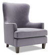 Fauteuil d’appoint à oreilles Sofa Lab personnalisable de 32 po fabriqué au Canada en tissu de velours gris Granite Grey