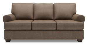 Sofa personnalisable Roll de Sofa Lab de 86 po fabriqué au Canada en tissu d’apparence lin avec accoudoirs enroulés - brun Luna Praline