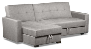 Futon sofa sectionnel de gauche Weston 2 pièces en tissu d'apparence lin - acier