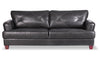 Sofa Vita de Château d’Ax de 87 po en cuir 100 % véritable avec coutures à motif de diamant et pattes en bois - gris anthracite