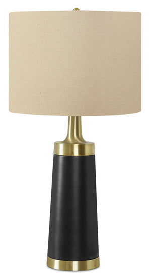Lampe de table cylindrique de 28 po en métal - noire