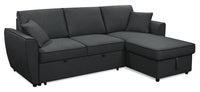  Sofa-lit sectionnel de droite Ace 2 pièces en tissu d'apparence lin - minuit