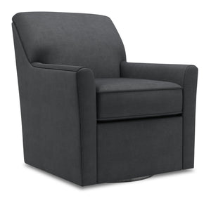 Fauteuil d’appoint pivotant Sofa Lab personnalisable de 31 po fabriqué au Canada en tissu d’apparence lin - gris Pax Pepper