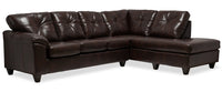  Sofa sectionnel de droite Addison 2 pièces en tissu Leath-Aire - brun