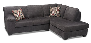 Sofa sectionnel de droite Morty 2 pièces de format en chenille - gris