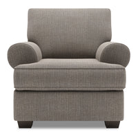  Fauteuil Roll de Sofa Lab personnalisable de 42 po fabriqué au Canada en tissu d’apparence lin avec accoudoirs enroulés - gris Luna Smoke