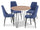 Ensemble de salle à manger Miya 5 pièces en acacia et métal avec table ronde de 36 po (L) et 4 chaises - bleu marine