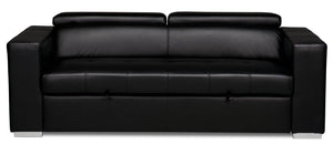 Sofa-lit Drake en tissu d'apparence cuir - noir
