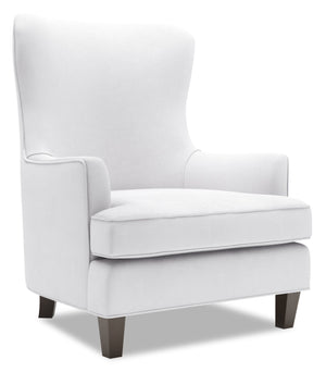 Fauteuil d’appoint à oreilles Sofa Lab personnalisable de 32 po fabriqué au Canada en tissu d’apparence lin blanc Pax Ice