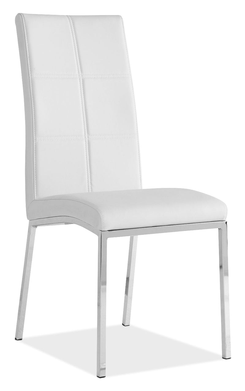 Milton Side Chair – White - Modern style Dining Chair in White Steel and Faux Leather
