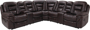 Sofa sectionnel inclinable Leo 7 pièces en tissu Leath-Aire - noyer