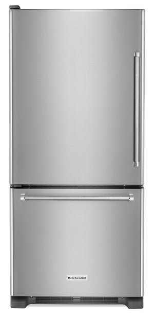 Réfrigérateur KitchenAid de 19 pi3 à charnières de porte à gauche - acier inoxydable
