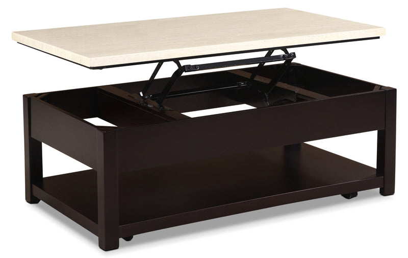 Sicily Coffee Table with Lift-Top and Casters – Beige - Contemporary style Coffee Table in Black Wood