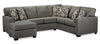 Sofa sectionnel de gauche Verona 2 pièces fabriqué au Canada en tissu d’apparence lin avec coussins amovibles - gris anthracite