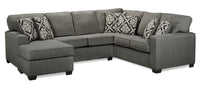  Sofa sectionnel de gauche Verona 2 pièces fabriqué au Canada en tissu d’apparence lin avec coussins amovibles - gris anthracite