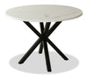 Table de salle à manger ronde Verona de 42 po (L) en métal avec dessus en marbre synthétique et base géométrique - blanche