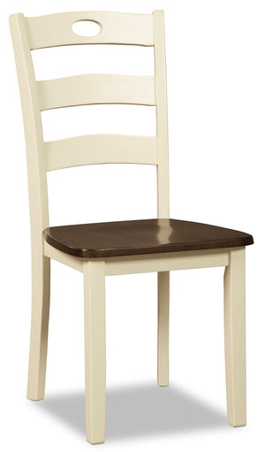 Chaise de salle à manger Woodanville avec dossier en échelle - deux teintes, blanc et brun