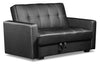 Futon Weston en tissu d'apparence cuir - noir