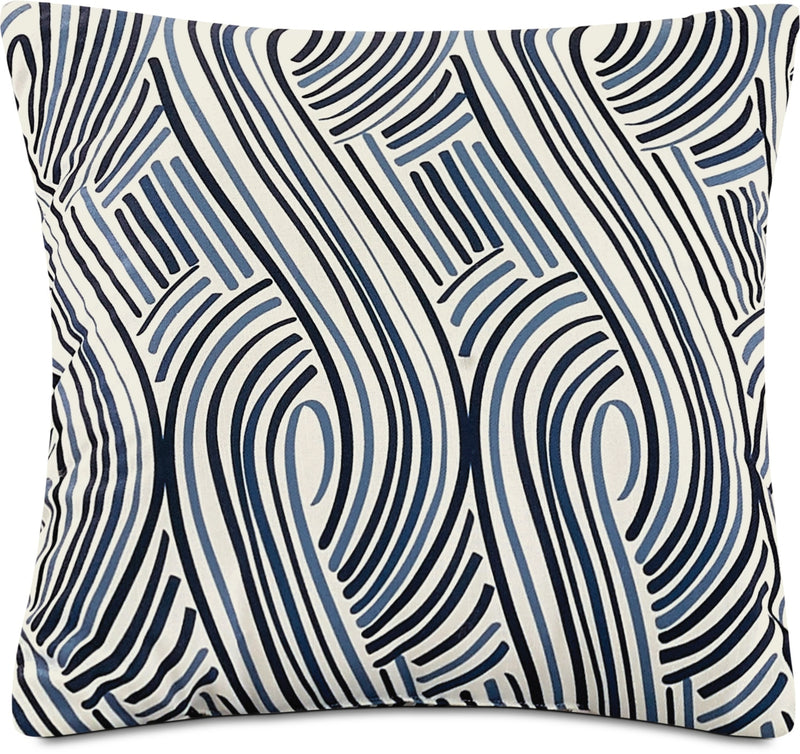 Swizzle Accent Pillow – White, Blue and Black