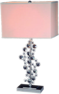 Lampe de table en chrome et ornée de cristal