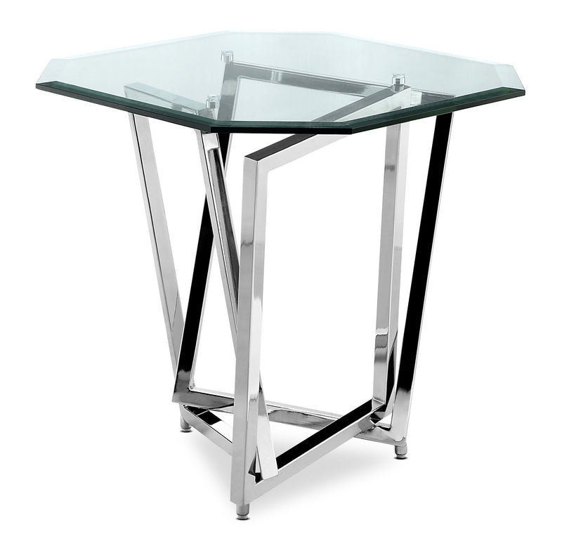 Konstanz End Table - Modern style End Table in Chrome Metal and Glass